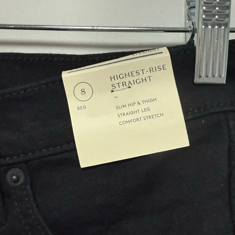 Women's Highest-Rise Straight Jeans Universal Thread Black Size 8 Denim NWT - Picture 14 of 16
